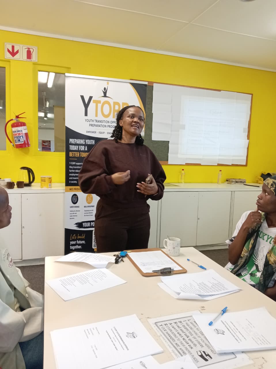 Andiswa Mazoko — an occupational therapist and counsellor from the township — sharing her own journey with the young people.